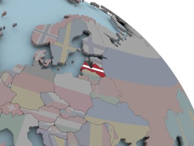 Letonya Haritası bayrak ile