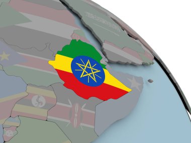 Etiyopya Haritası bayrak ile