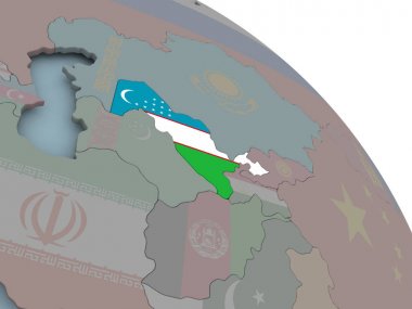 bayrağı ile Özbekistan haritası