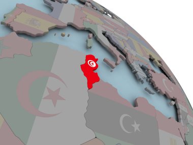 Tunus Haritası bayrak ile