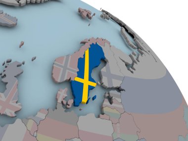 bayrağı ile İsveç Haritası