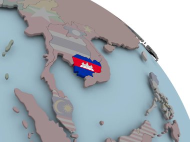 Kamboçya Haritası bayrak ile