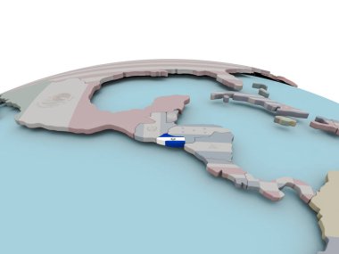 El Salvador siyasi haritası bayrak ile dünya üzerinde