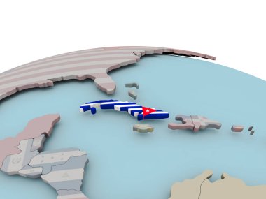 Küba bayrağı ile dünya üzerinde siyasi haritası