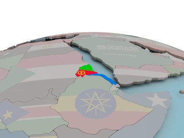 Eritre siyasi harita üzerinde küre bayrak ile