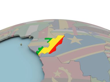 Kongo siyasi haritası bayrak ile dünya üzerinde