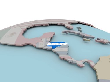 Siyasi harita Honduras bayrağı ile dünya üzerinde