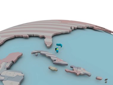Bahamalar bayrağı ile dünya üzerinde siyasi haritası