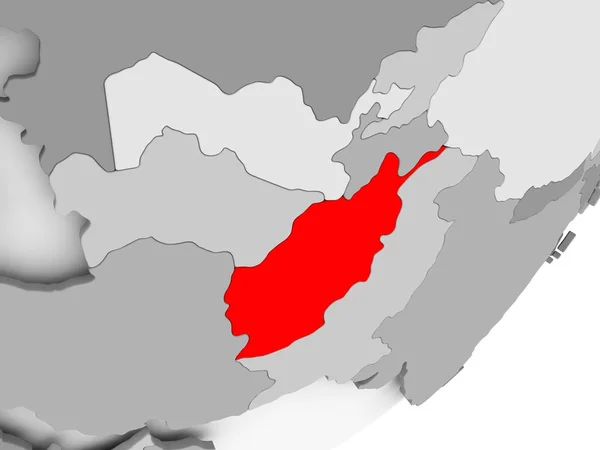 阿富汗在红色灰色地图 — 图库照片