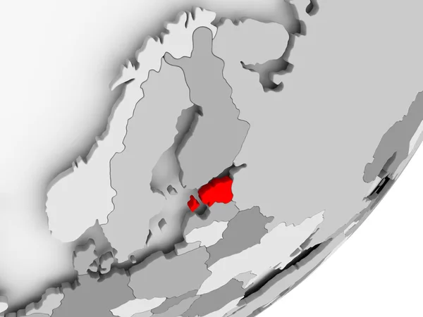 グレーの地図上の赤でエストニア — ストック写真