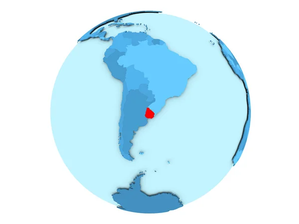 Uruguay on blue globe isolated — Stock Photo, Image