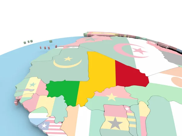 Drapeau du Mali sur le globe lumineux — Photo