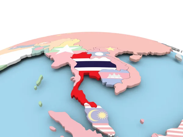 明るい地球にタイの旗 — ストック写真