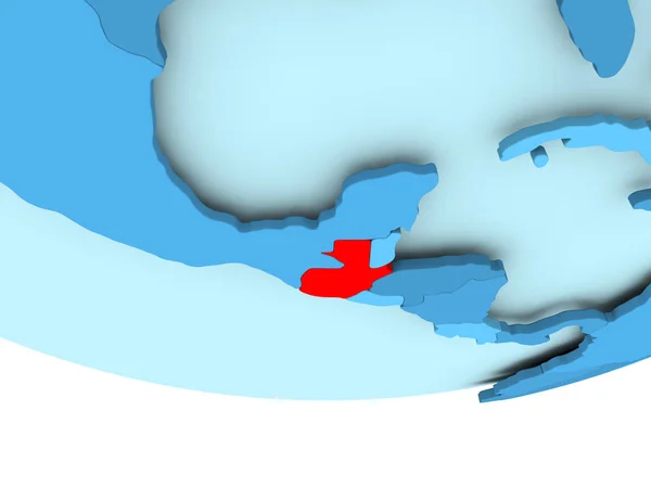 Guatemala em vermelho no mapa azul — Fotografia de Stock