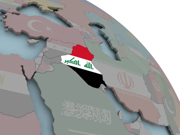 Mapa Iraku z flagą — Zdjęcie stockowe