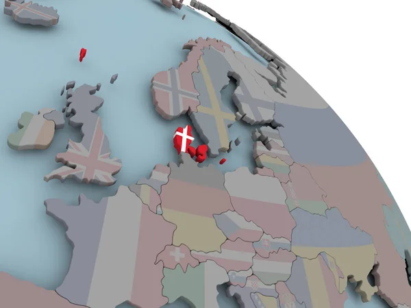 Mapa de Dinamarca con bandera — Foto de Stock