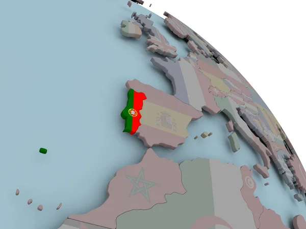 国旗的葡萄牙地图 — 图库照片