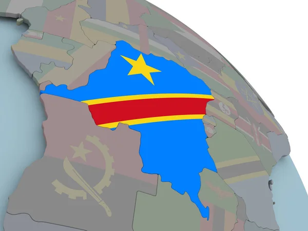 Bayrağı ile Demokratik Kongo Cumhuriyeti haritası — Stok fotoğraf