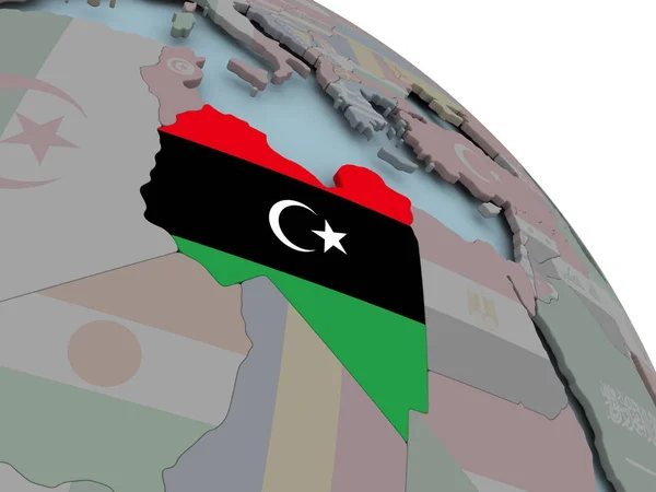 Karta över Libyen med flagga — Stockfoto