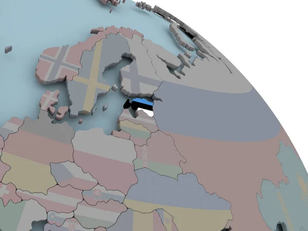 Mapa Estonska s příznakem — Stock fotografie