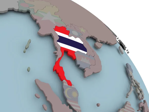 Karte von Thailand mit Fahne — Stockfoto