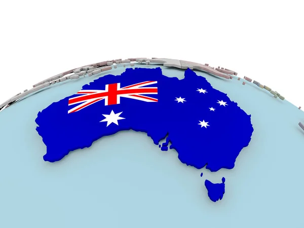オーストラリアの国旗と世界地図政治 — ストック写真