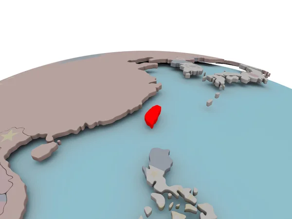 Mapa político de Taiwan no globo com bandeira — Fotografia de Stock