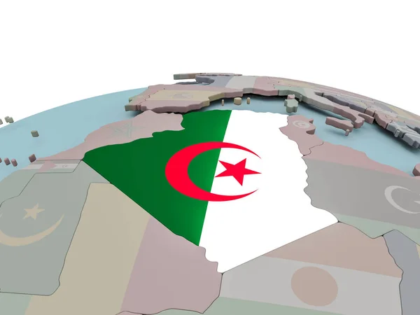 Mapa político de Argelia en globo con bandera —  Fotos de Stock