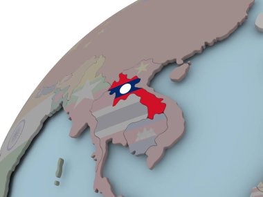 Bayrağı ile Laos Haritası