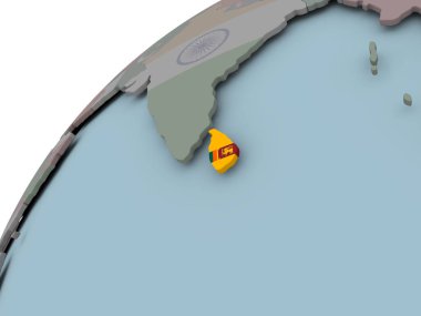 sri lanka Haritası bayrak ile