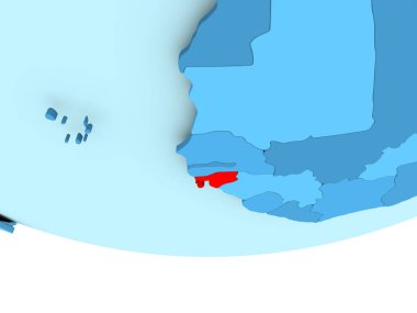 Gine-Bissau kırmızı mavi harita üzerinde