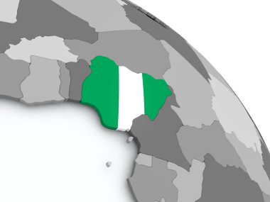 Nijerya Haritası dünya üzerinde bayrak ile