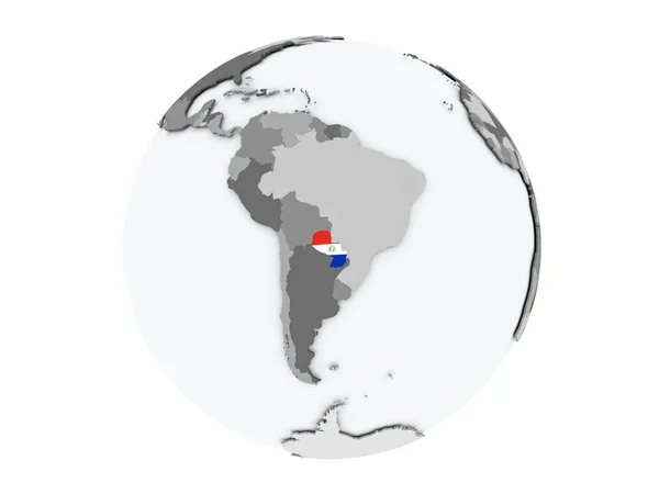 Paraguay på globe isolerade — Stockfoto