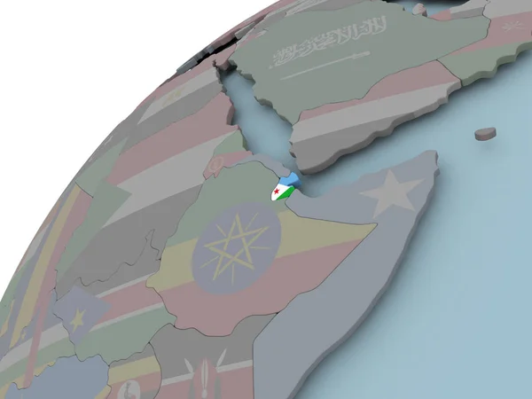 Map of Djibouti with flag — Stock Photo, Image