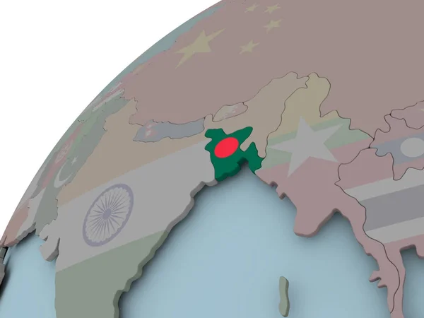 Karta över Bangladesh med flagga — Stockfoto