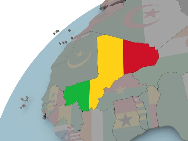 Carte du Mali avec drapeau — Photo