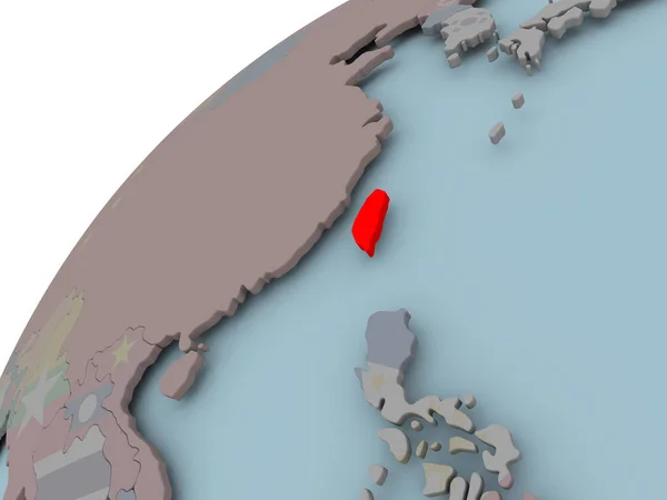 Mapa z Tchaj-wanu s příznakem — Stock fotografie