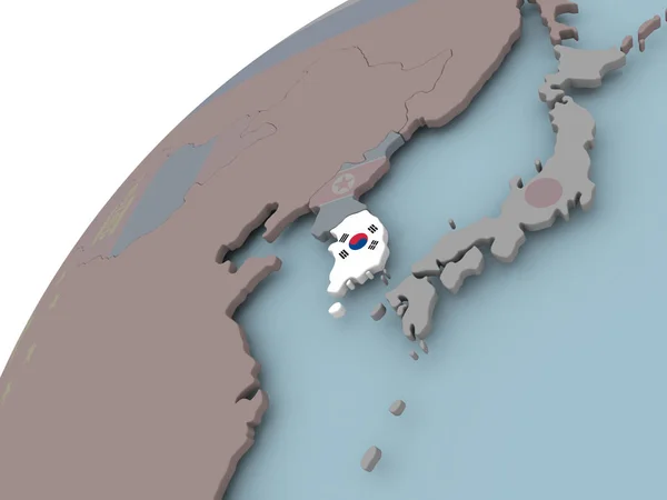 フラグと韓国の地図 — ストック写真