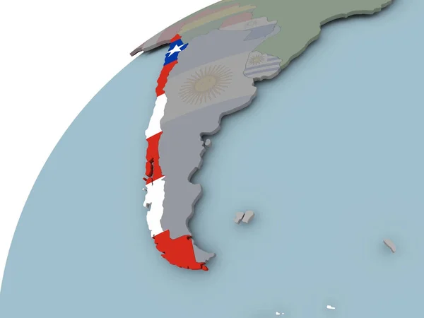Mapa do Chile com bandeira — Fotografia de Stock