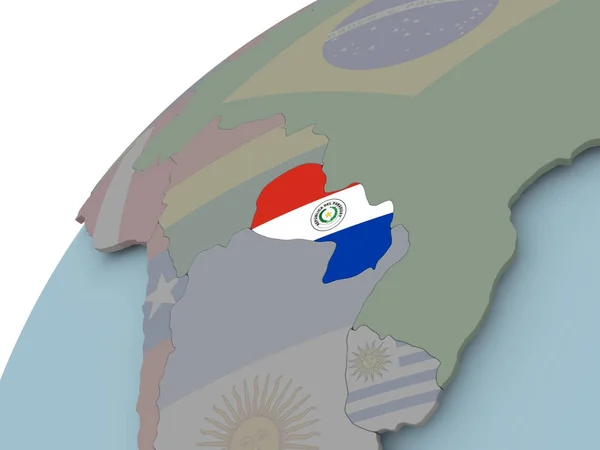 Χάρτης της Παραγουάης με σημαία — Φωτογραφία Αρχείου