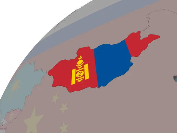 Mappa della Mongolia con la bandiera — Foto Stock
