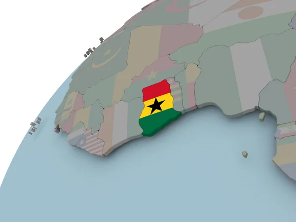 Χάρτης της Γκάνας με σημαία — Φωτογραφία Αρχείου