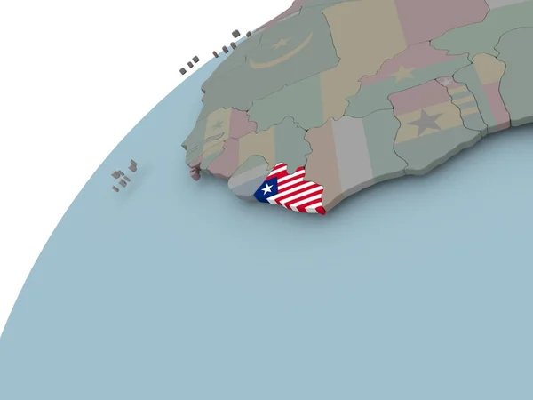 Liberya Haritası bayrak ile — Stok fotoğraf