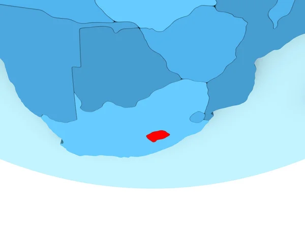 파란 지도에 빨간색으로 레소토 — 스톡 사진