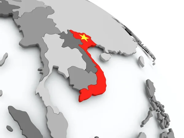 Mapa do Vietnã com bandeira no globo — Fotografia de Stock