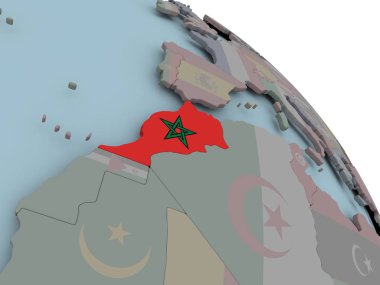 Fas Haritası bayrak ile