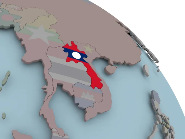 Carte du Laos avec drapeau — Photo