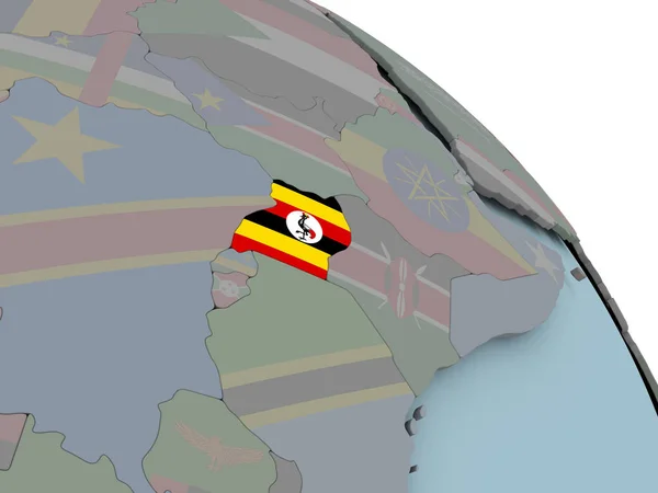 Karta över uganda med flagga — Stockfoto