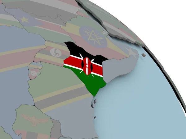 Mapa do Quênia com bandeira — Fotografia de Stock