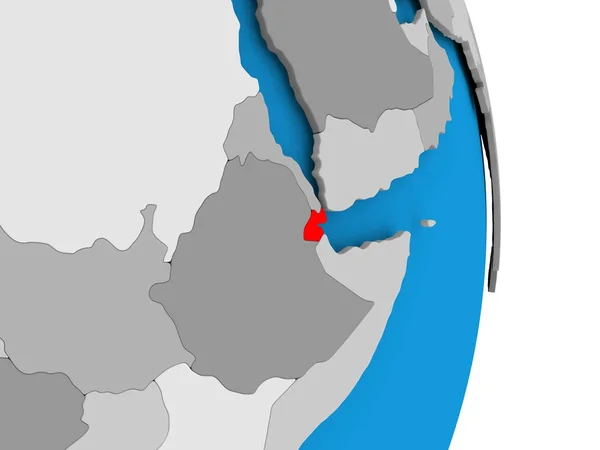 Djibouti op wereldbol — Stockfoto